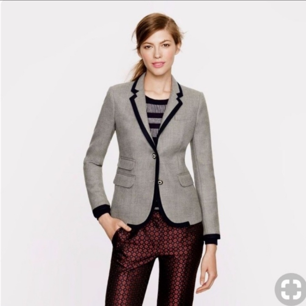 J. Crew Gray Schoolboy Black-tipped Wool Blazer